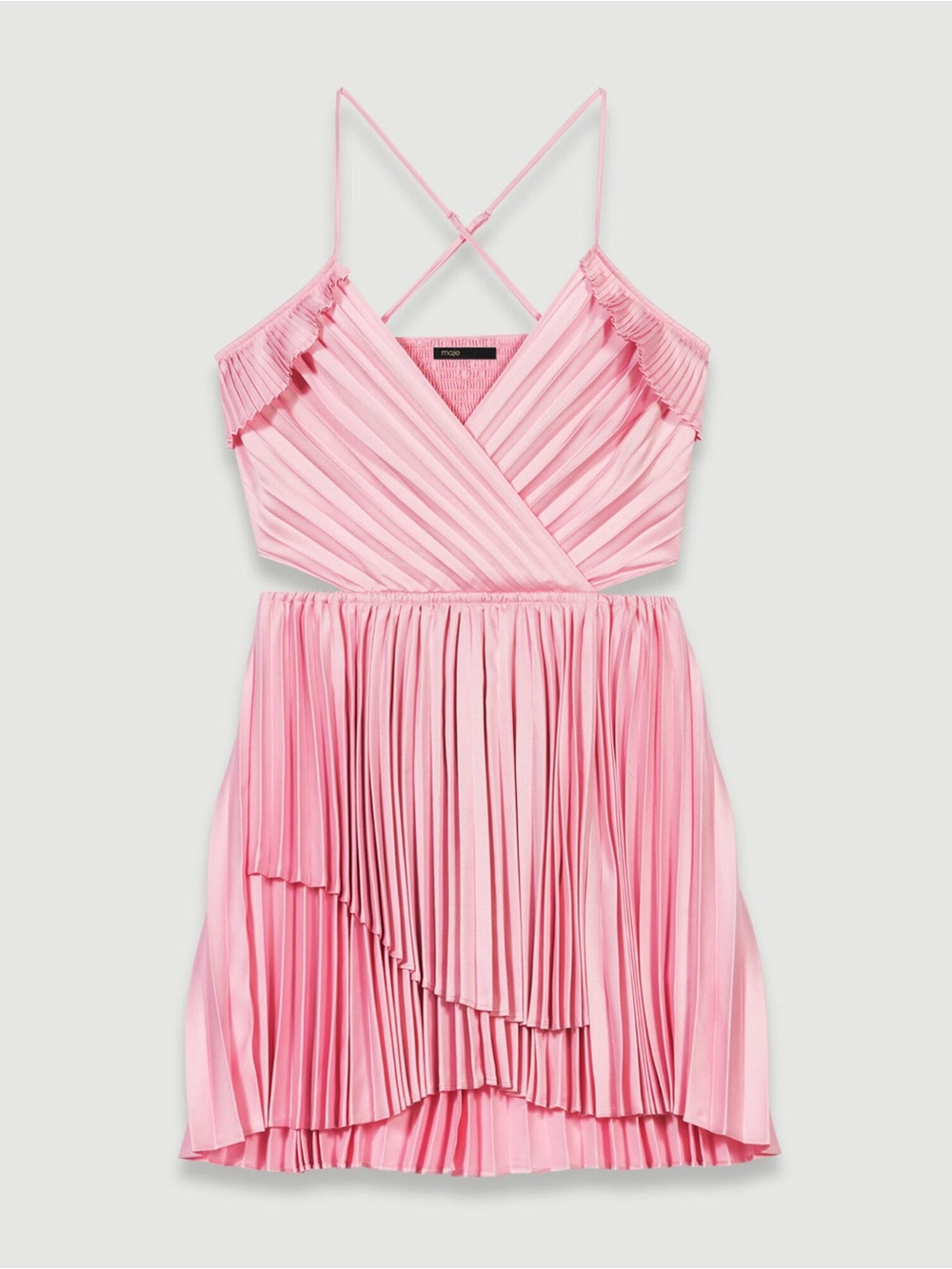 NWT Maje Riplital Pleated Pink Ruffle Dress Size 38 (Medium)